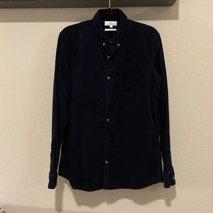 Mens Navy Corduroy Button Down